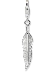 Sterling Silver 3-D Polished Feather w/Lobster Claw Clasp Clasp Charm
