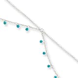 Turquoise, Double Chain Anklet in Sterling Silver, 10 inch