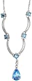 10k White Gold 17 Necklace, w/ 2.40 Total Carat Weight of Round Brilliant Diamond & Blue Topaz Stones