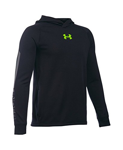 Boys' Under Armour Waffle Hoodie, Black (001), Youth Large