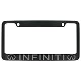 Infiniti Black License Plate Frame Silver Lettering with 2 free caps 