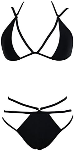 Lobikin Women's Hollow Out Bandage Triangle Bikini Set Halter Swimsuit swimwear