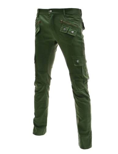 TheLees Men's Slim Straight Pocket Point Stretchy Cargo Pants