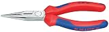 Knipex 25 02 160 Flachrundzange mit Schneide (Radiozange) poliert mit Mehrkomponenten-Hüllen 160 mm