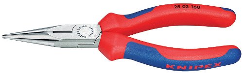 Knipex 25 02 160 Flachrundzange mit Schneide (Radiozange) poliert mit Mehrkomponenten-H&uuml;llen 160 mm