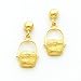 14K Yellow Gold Fishing Basket Earrings Jewelry New