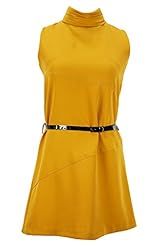 Turtleneck Shift Polyester Keyhole Ruched Belted  Dress