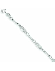14K White Gold Polished Fancy Link Bracelet 7.5 Inches