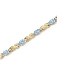 14K Yellow Gold Oval Aquamarine and Diamond Bracelet by Jewelry Mountain