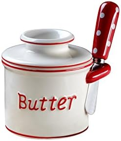 Red Parisian Polka Dot Butter Bell Crock And Spreader Set By L. Tremain-2 Pack
