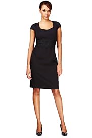 Cotton Rich Floral Lace Waist Shift Dress