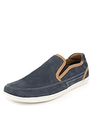 Blue Harbour Waxy Leather Slip-on Trainers with Stain Defence™