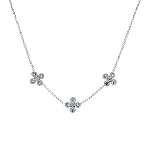 Necklace With 1.70ctw Precious Stones - Genuine Clean Diamonds and Topazes Made of 14K White Gold. Total item weight 5.5g Length 18in