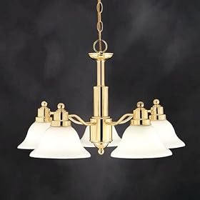 Thomas Lighting SL8055-1 Five Light Chandelier, Polished Brass Finish with White Opal Glass