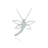 Sterling Silver Genuine Blue Topaz Dragonfly Slide Pendant