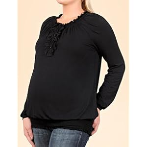 Buy A Pea in the Pod: Long Sleeve Scoop Neck Ruffled Maternity T Shirt by A Pea in the Pod