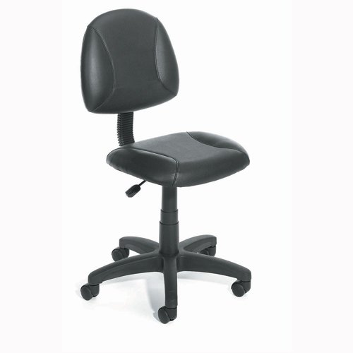 Boss Office Products Adjustable Black Leather Deluxe Posture Chair