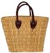 Hand Woven Small Moroccan Straw Tote Bag w/ Brown Leather Handles 15"Lx5.5"Wx10.5"H