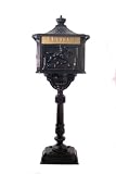 Floor Standing 43 inch Post Mail Letter Box Black