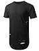 URBANCREWS Mens Hipster Hip Hop Basic Ripped Longline T-shirt BLACK LARGE