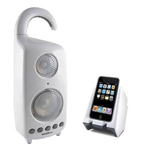 Wireless Waterproof Shower Speaker With Dock Transmitter --- Connect Your Radio, Ipod Touch, iPhone, Ipod Classic , Ipod Nano, Ipod shuffle, Sandisk Sansa, Creative Zen Or Any MP3 Players