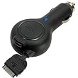 Rubberized Retractable Car Charger for Apple iPhone 4 (Black)
