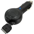 Rubberized Retractable Car Charger for Apple iPhone 4 (Black)