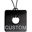 Custom Square Black Horn Personalized Necklace