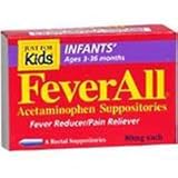FeverAll Acetaminophen Suppositories, Infants Ages 3-36 Months, 6 ea