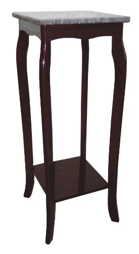 ORE International JW-118M Phone Table with Marble Top, Cherry