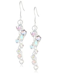 Sterling Silver Colored Swarovski Elements Linear Drop Earrings