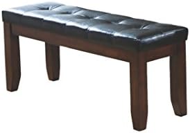 Dark Oak 48"L Bench with a Leather-Look Seat
