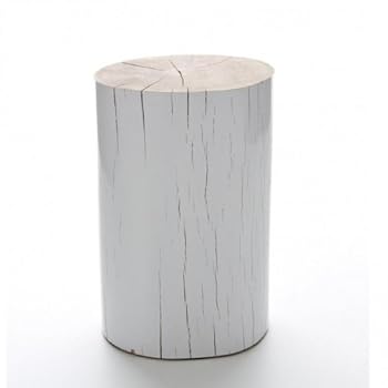 Log - Table d'Appoint bois/parois laquées blanc/Taille 2/ca. Ø18-22cm, H42cm