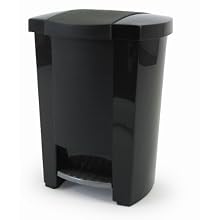 Mistral 5 Gallon Polypropylene Rectangular Step Can with Removable Liner in Black