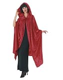 Hooded Crushed Red Velvet Cape Adult Costume