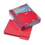 Smead 12743 Smead File Folders, 1/3 Cut, Top Tab, Letter, Red, 100/Box