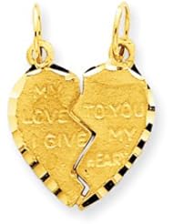 14k Gold Break Apart Heart Charm