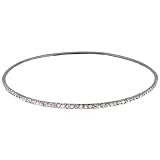 Eve's Addiction Sterling Silver Stackable CZ Bangle Bracelet