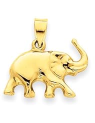 Polished & Hollow 14K Beautiful Yellow Gold 3-D Elephant Pendant