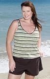 South Point Sunscape Stripe Plus Size Shortini Swimsuit - Plus Size Swimsuit Plus Size Swimsuit