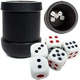 Set of 3 Black Heavy Duty Dice Cup with 5 Dice - Casino Supplies > Craps Supplies