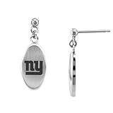 NFL New York Giants Stainless Steel Sports CZ Accent Drop Earrings