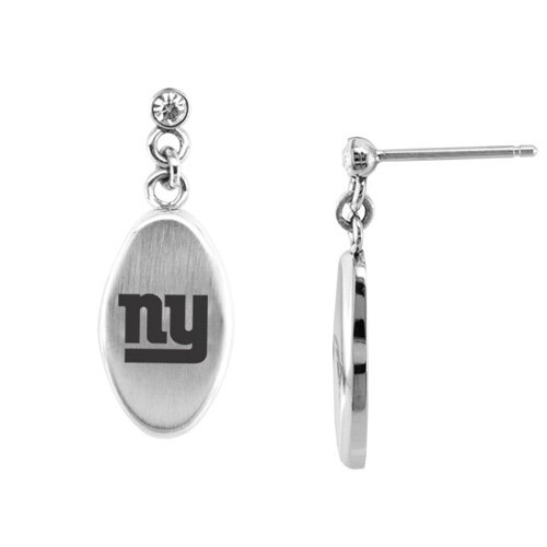 NFL New York Giants Stainless Steel Sports CZ Accent Drop Earrings