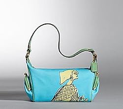 Coach Bonnie Applique Top Handle Pouch Handbag Bag Blue Green