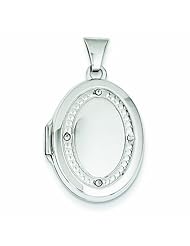 Genuine 14K White Gold Wg 21mm Oval Rhodium Diamond With Texture Locket 1 Grams Of Gold 100% Satisfaction Guaranteed.