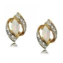New 10KT Yellow Gold Marquise Opal Diamond Earrings