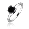 2.00cttw Natural Treated Black Round Diamond (AAA-Quality,Black-Color) Solitaire Ring in 14K White Gold.