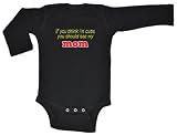 Riverstone Goods If You Think I’m Cute, You Should See My Mom Baby Infant Long Sleeve Bodysuit Creeper (Assorted Colors) (Black, 18 Months)