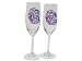 ArtisanStreet's Hydrangea Toasting Flutes. Set of Two Champagne Glasses Feature Blue  Purple Hydrangeas on Clear Crystal. Hand Painted, One of a Kind, Signed by Artisan