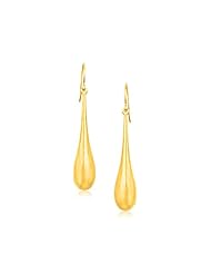 14K Yellow Gold Satin Finish Dramatic Drop Earrings